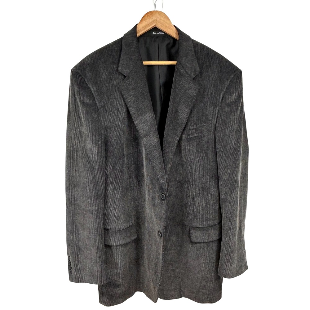 Hunt Valley Mens Corduroy Sport Coat Blazer Jacket Gray 48L - Picture 3 of 10